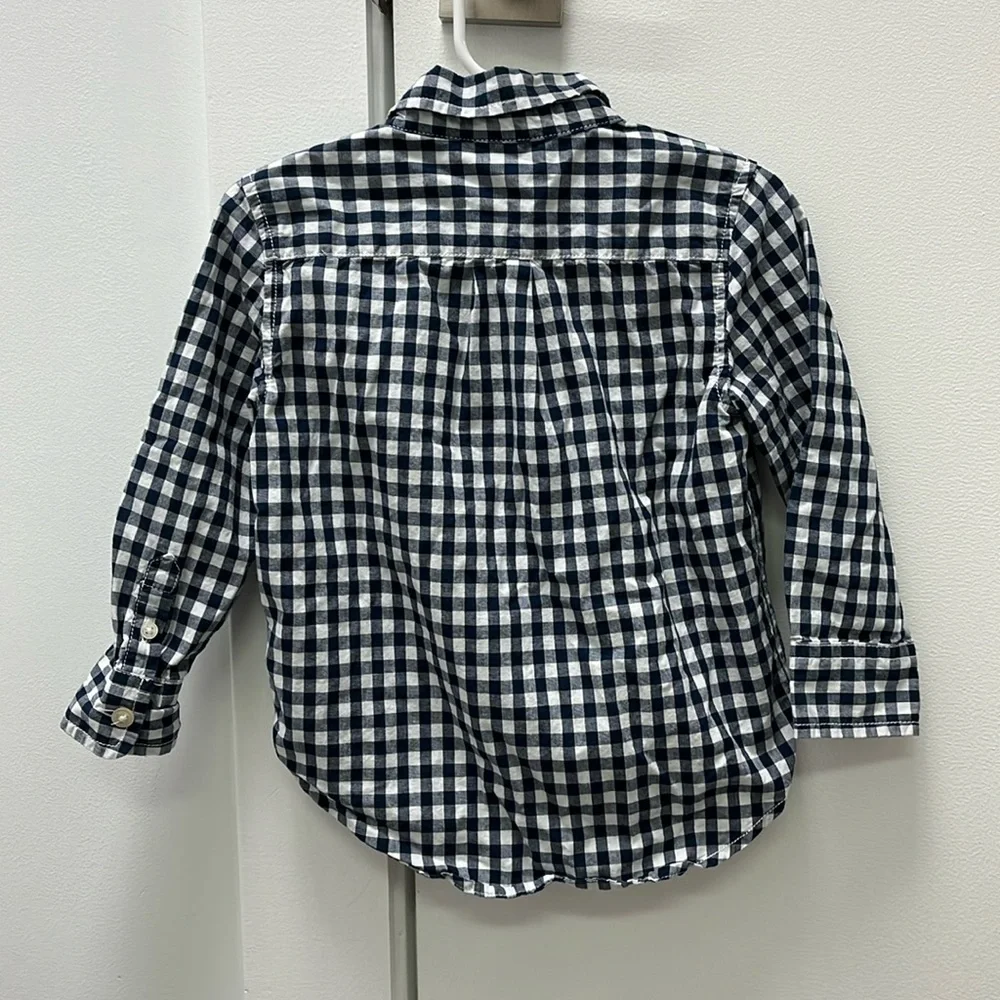 Gap boys button down - blue and white gingham print - size 2